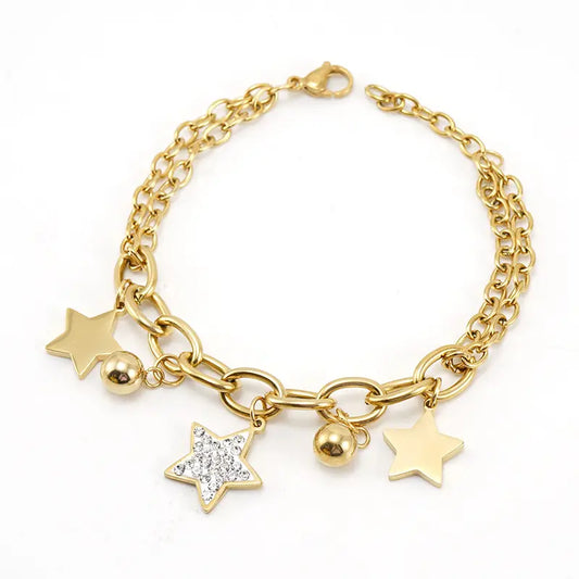 Lucky Star Bracelet 18ct Gold Plated Non Tarnish Waterproof