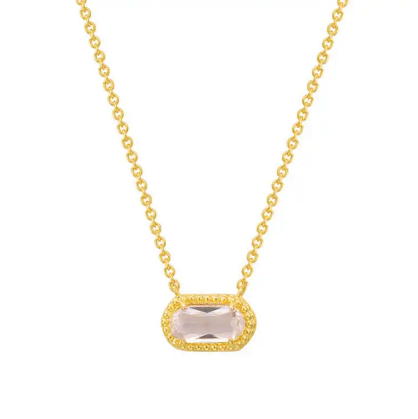 oval square pale pink pendant 18k gold plated necklace