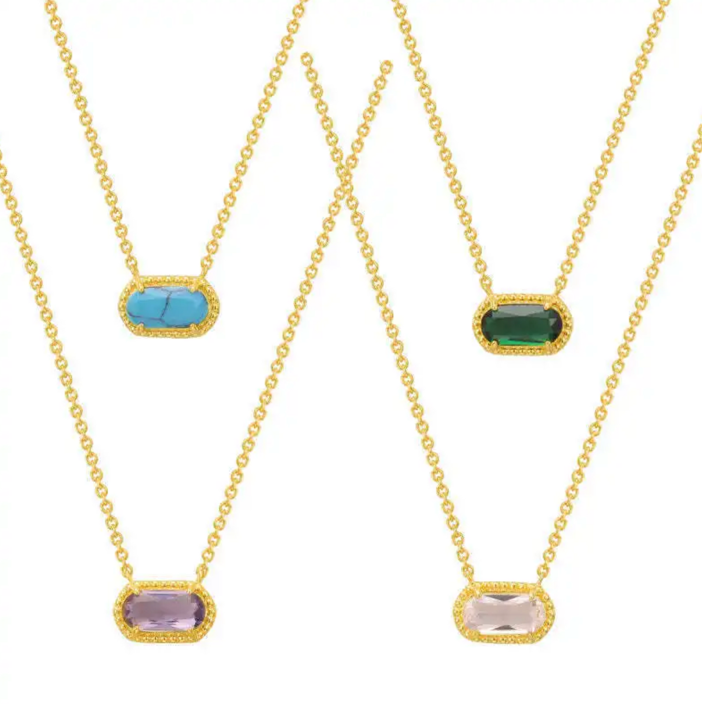 oval square turquoise pendant 18k gold plated necklace