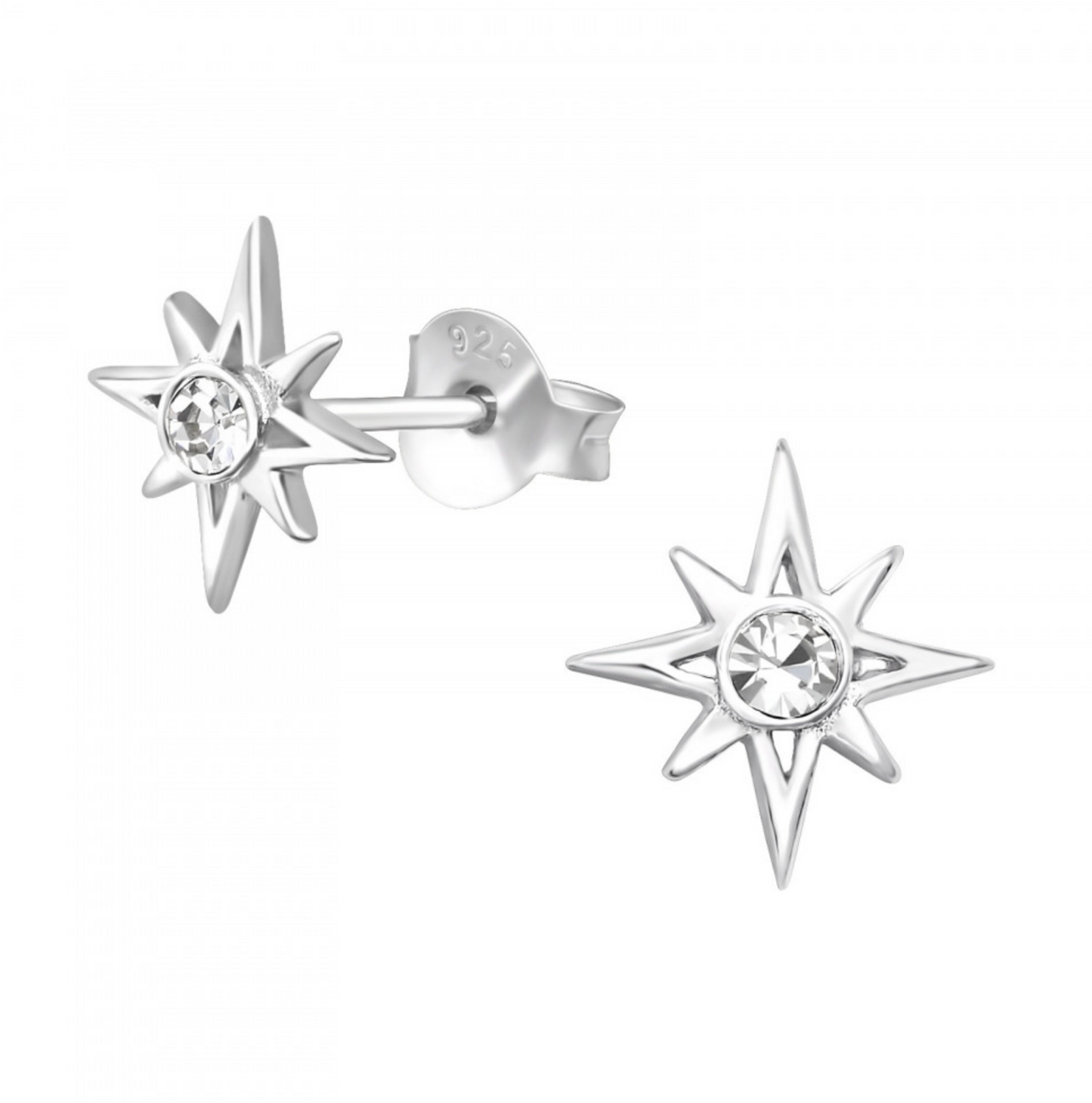 sun - 925 sterling silver crystal ear studs