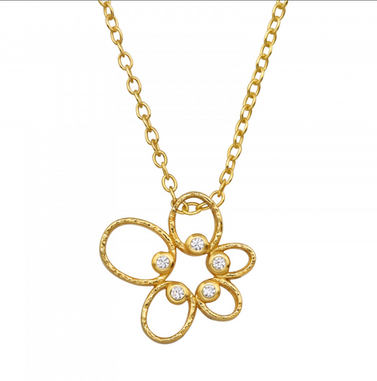 Flower - 925 Sterling Silver Jewelled Necklaces