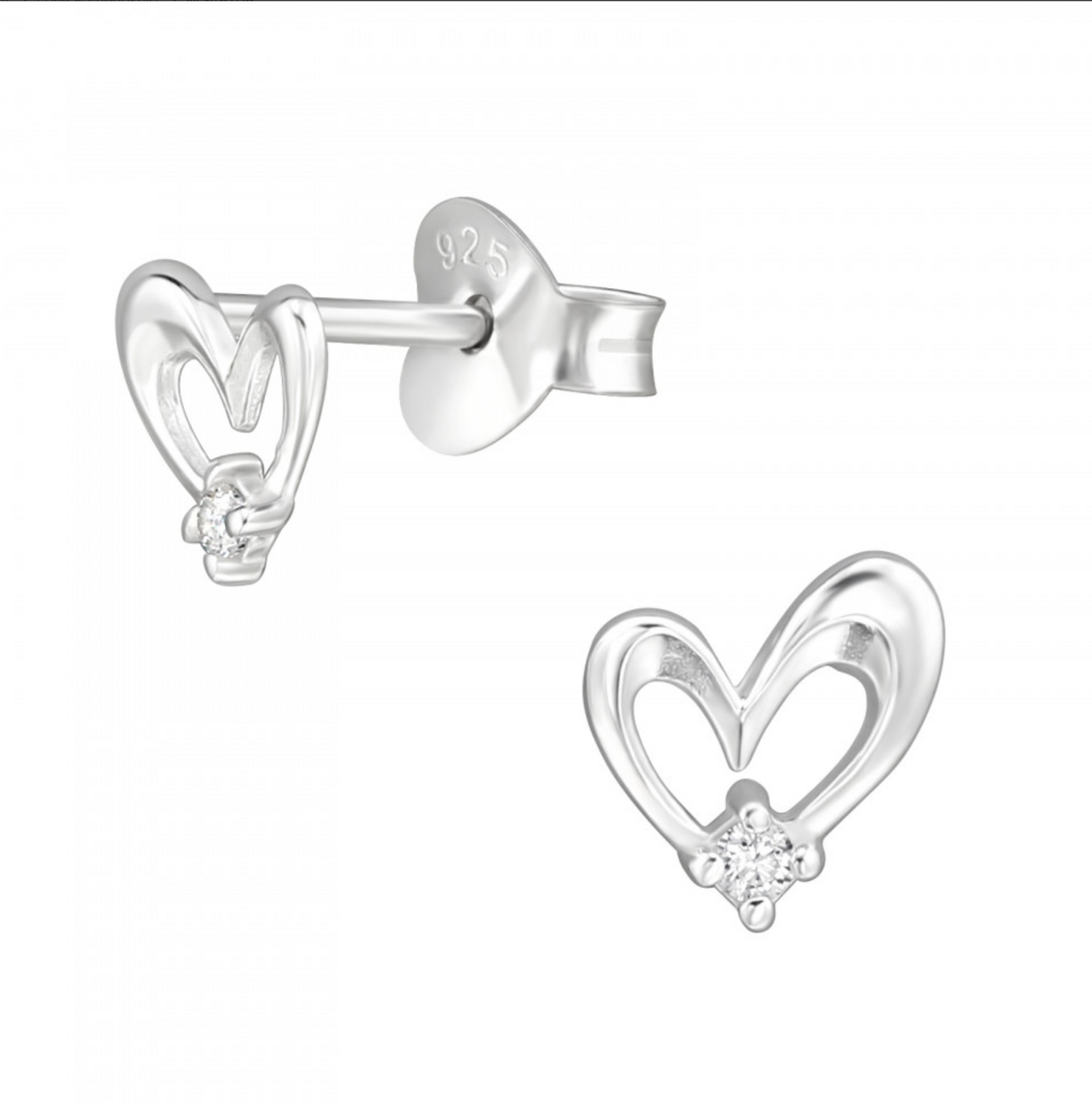 heart - 925 sterling silver cubic zirconia ear studs